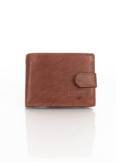 Skórzany Portfel Brązowy Premium Rfid Mustang Denimo Wallet Side Opening With Button